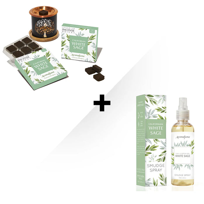 White Sage Cleansing Kit - Incense Brick & Smudge Spray