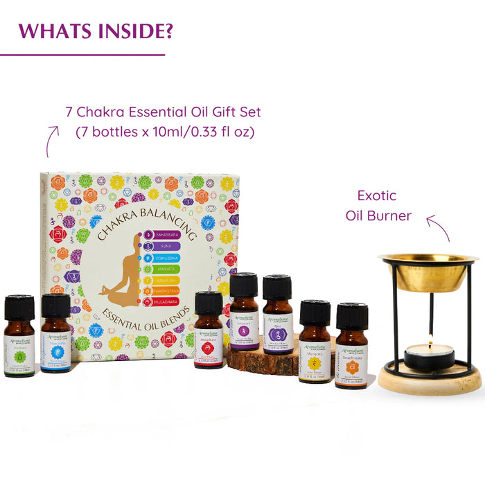 7 Chakra Essential Oil Set with Burner