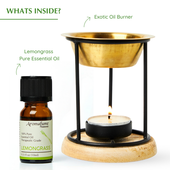 Lemongrass Pure Essential Oil & Burner Bundle