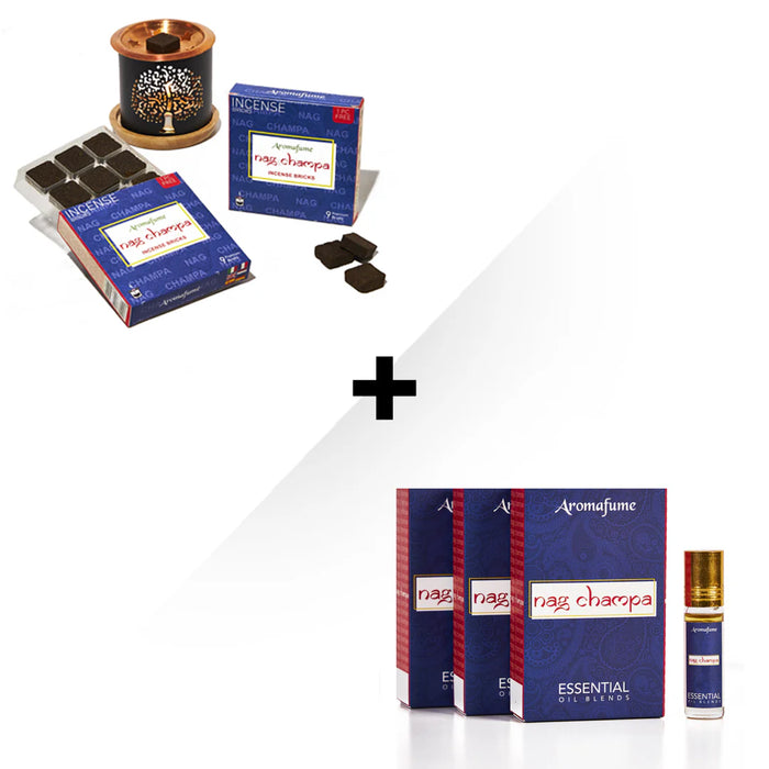 Nag Champa Roll-on & Incense Bricks Wellness Kit