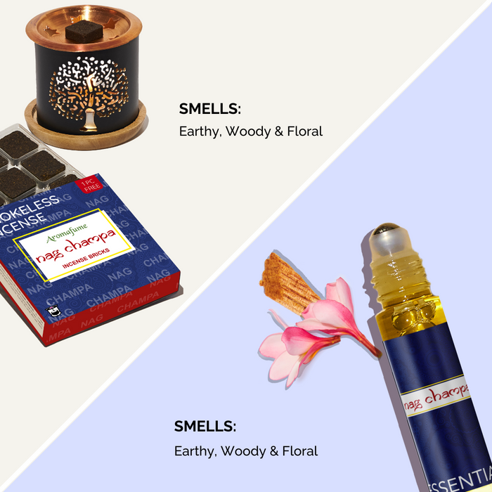 Nag Champa Roll-on & Incense Bricks Wellness Kit