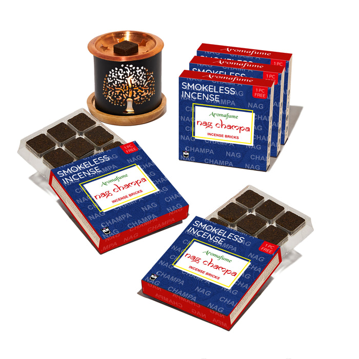 Nag Champa Incense Bricks & Burner - Super Set