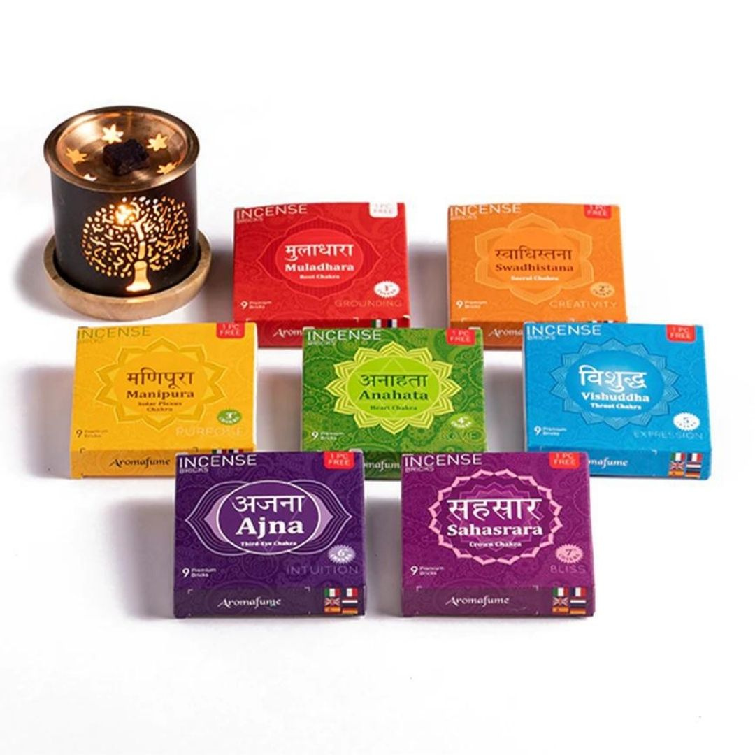 7 Chakra Incense Bricks & Burner - Super Set